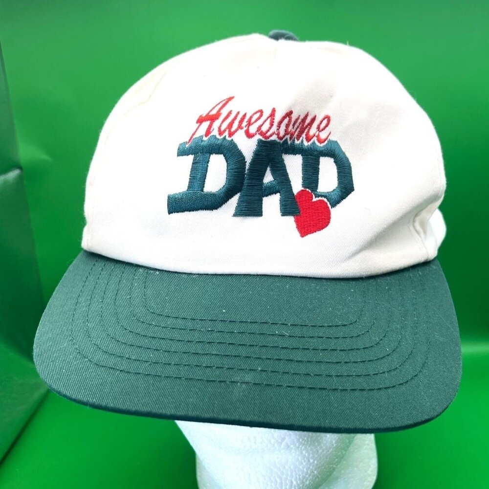 Signature Awesome DAD Embroidered Cap Green White Snapback Hat Fathers Day Gift